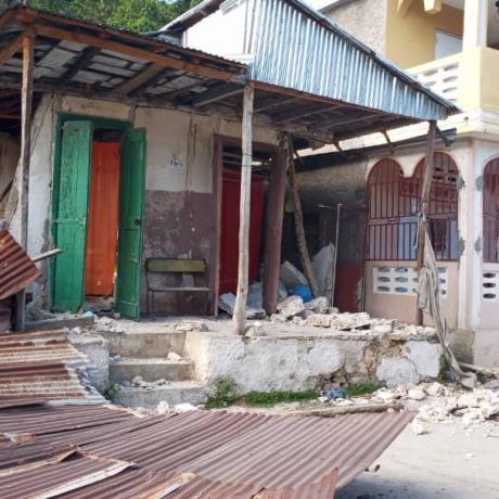 Houses destroyed by Haiti earthquake
